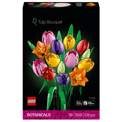 Lego Botanicals Tulip Bouquet in a vase with colorful tulip-style flowers