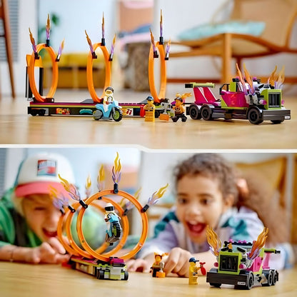 LEGO City challenge with three adjustable fire rings