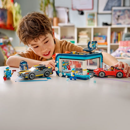 LEGO City Car Wash set with two cars for pretend play