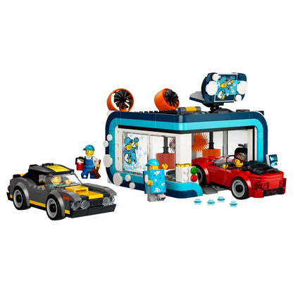 LEGO City 60497 car wash with rotating brushes and vehicles