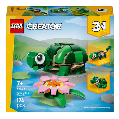 Lego Creator Turtle With Water Lily with green turtle and pink water lily flower