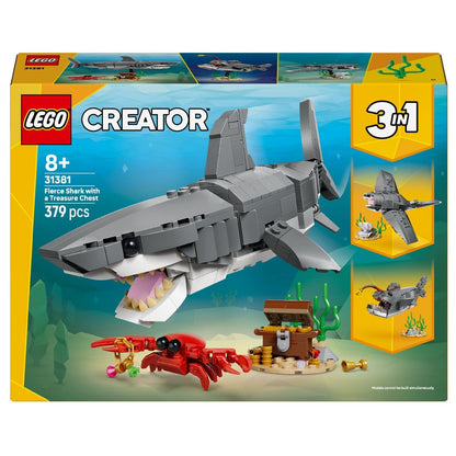 Lego Creator Fierce Shark with treasure chest and sea creature in underwater setting