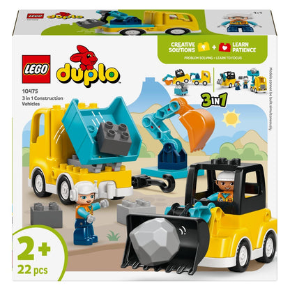 Lego Duplo 3-in-1 Construction Vehicles with truck, excavator, and DUPLO pieces for play