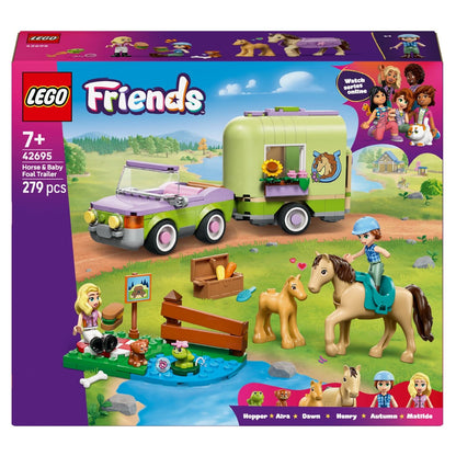 Lego Friends Horse and Foal Trailer with car, trailer, and horse figures in play scene