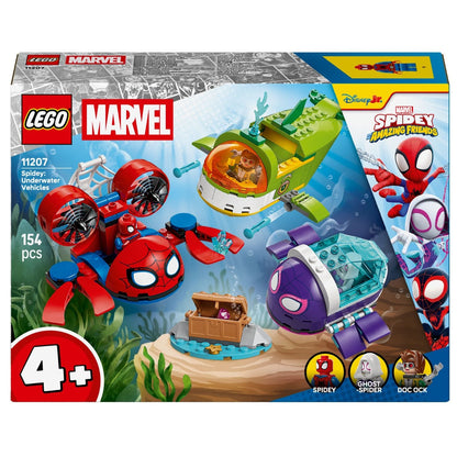 LEGO Marvel Spidey underwater vehicles with Spidey Ghost-Spider and Doc Ock on an underwater adventure