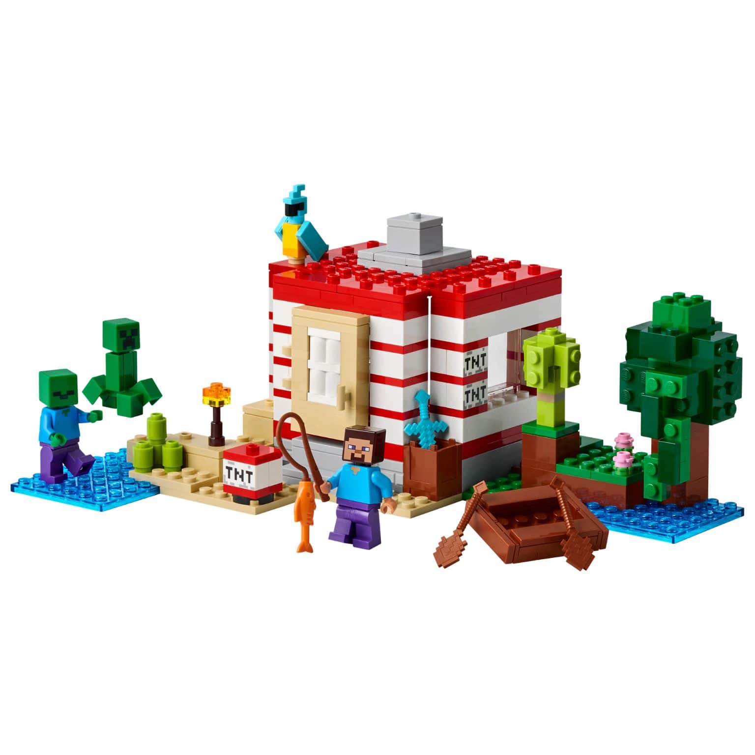 Casa TNT da Selva LEGO Minecraft com Steve e inimigos