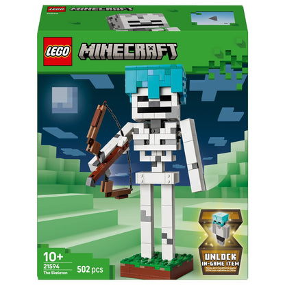 LEGO Minecraft Skeleton with game-inspired action scenery