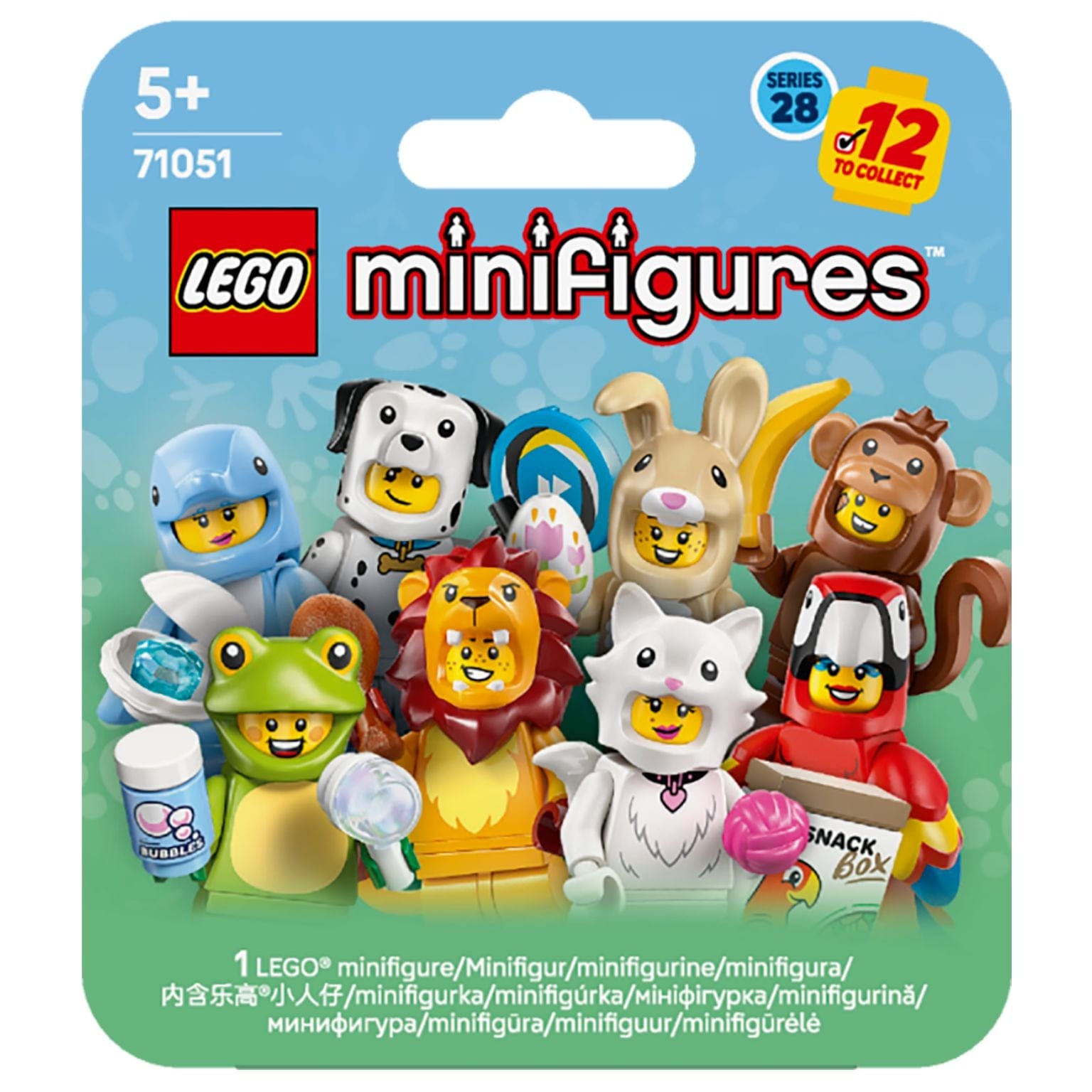 Lego Minifiguras série de animais 28 com personagens em fatos de animais e acessórios divertidos