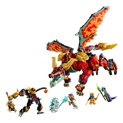 Wyldfyre's transforming LEGO NINJAGO dragon in mech mode