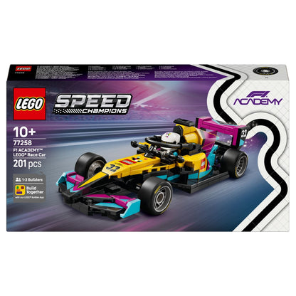 Lego Speed Champions Lego F1 Academy racing car yellow pink blue with driver and helmet