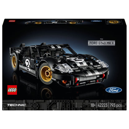 Lego Technic 1966 Ford GT40 MKII Racing Car black with stripes and golden wheels
