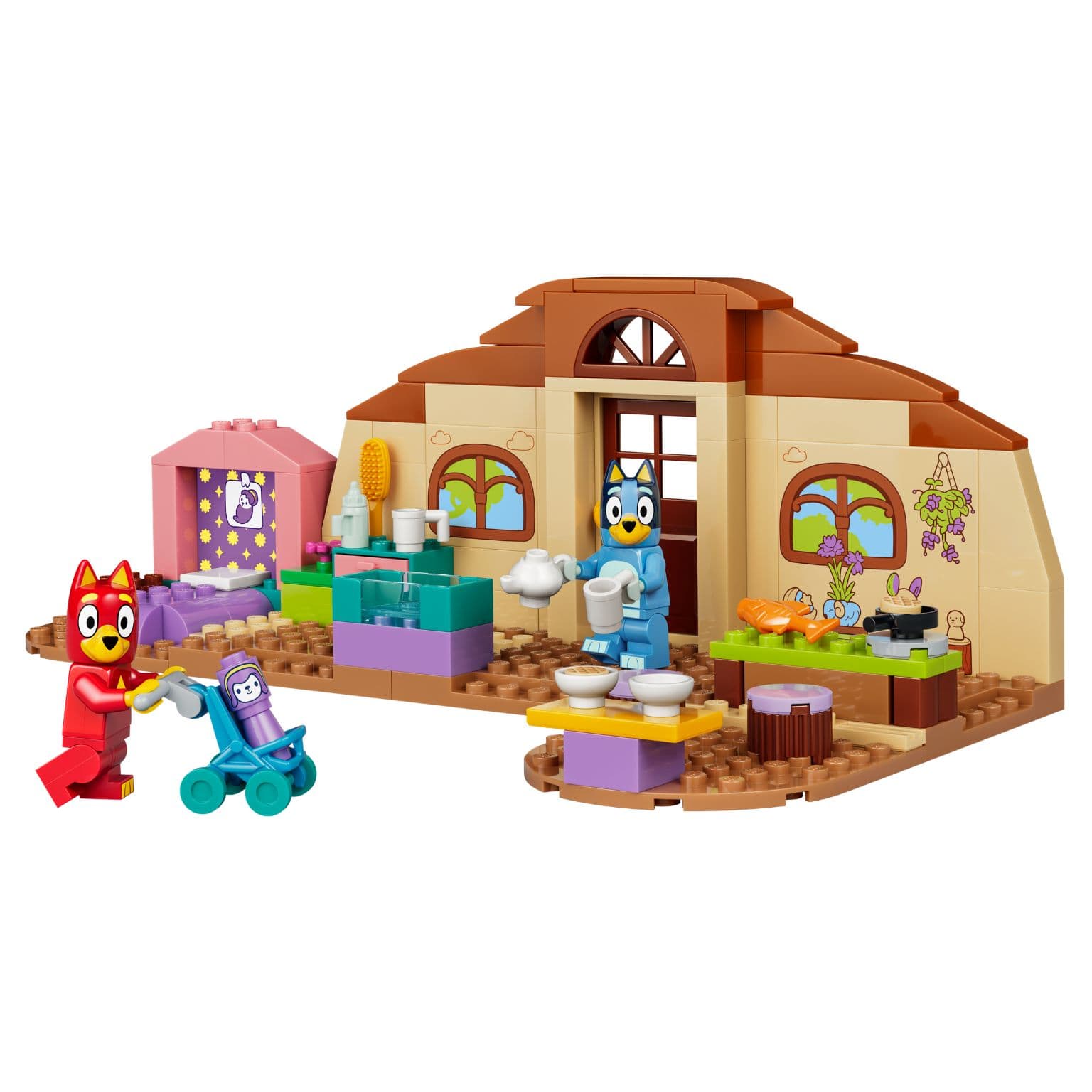 Conjunto LEGO Bluey Escola com personagens Rusty e Bluey