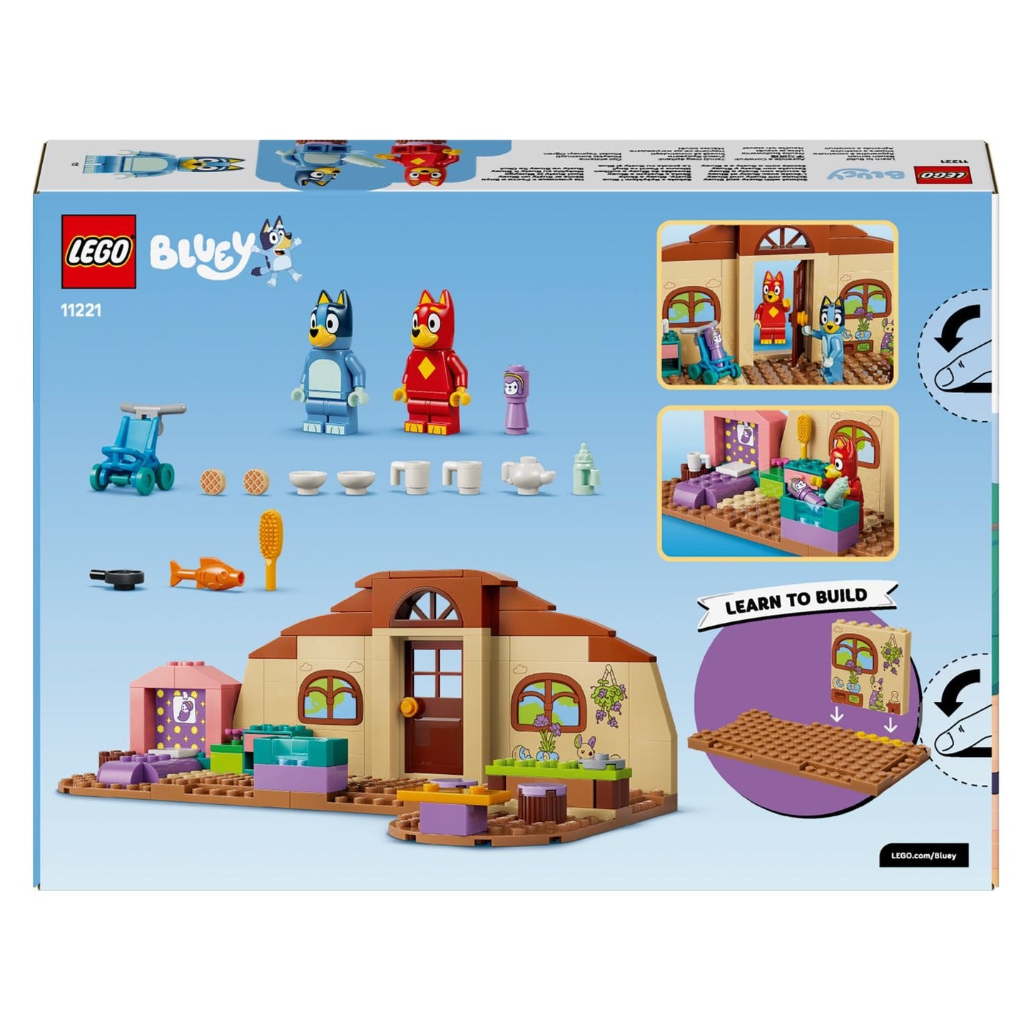 LEGO Bluey Escola com Rusty e Bluey para brincadeira criativa