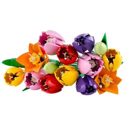 Lego Botanicals Tulip Bouquet in a vase with colorful tulip-style flowers