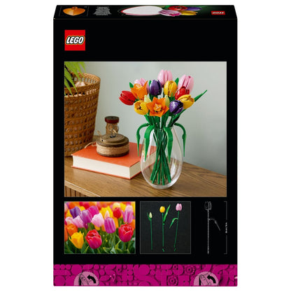 Lego Botanicals Tulip Bouquet in a vase with colorful tulip-style flowers