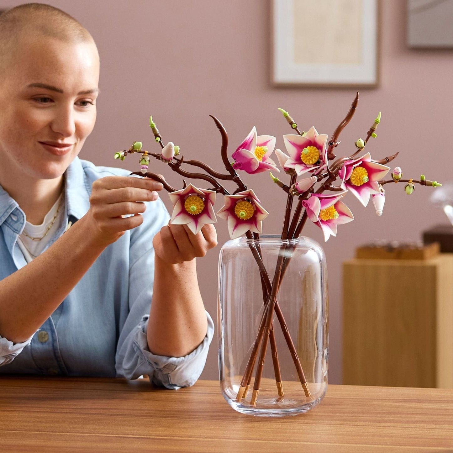 Lego Botanicals Ramos de Magnólia com flores rosa e brancas em ramos decorativos