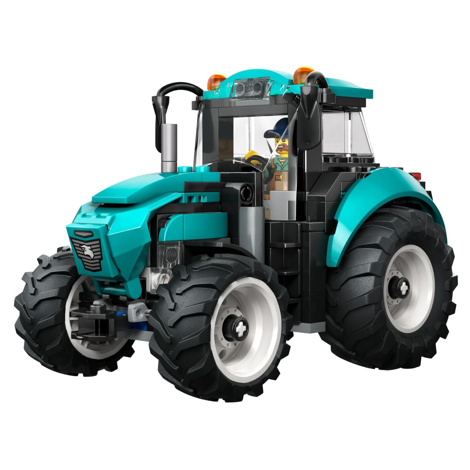 Lego City Trator em cor turquesa com agricultor, veículo de quinta para crianças