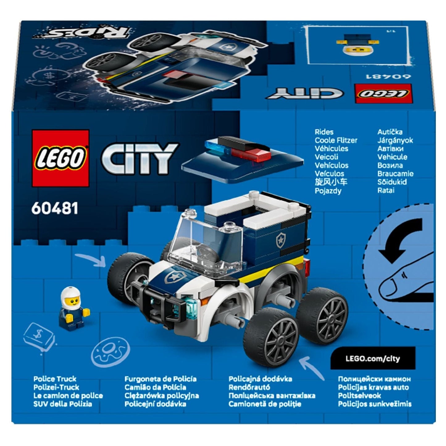 Lego City Camião da Polícia com agente em miniatura e luzes de patrulha