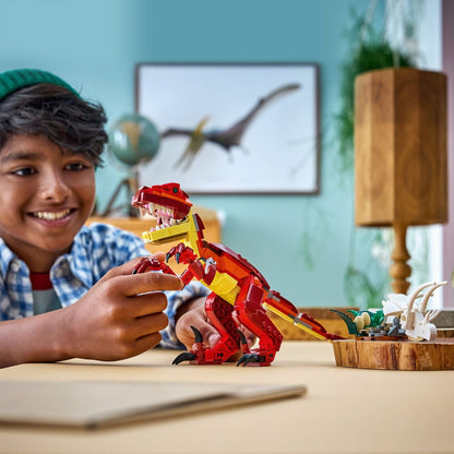 Lego Creator Fierce Dinosaur red under construction with prehistoric scenery and nest