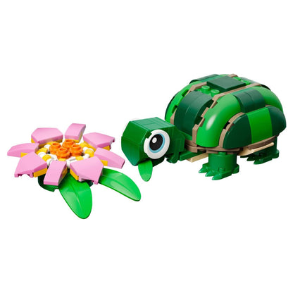 Lego Creator Turtle With Water Lily with green turtle and pink water lily flower