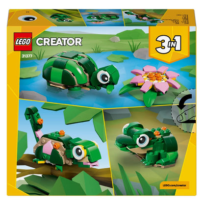 Lego Creator Turtle With Water Lily with green turtle and pink water lily flower