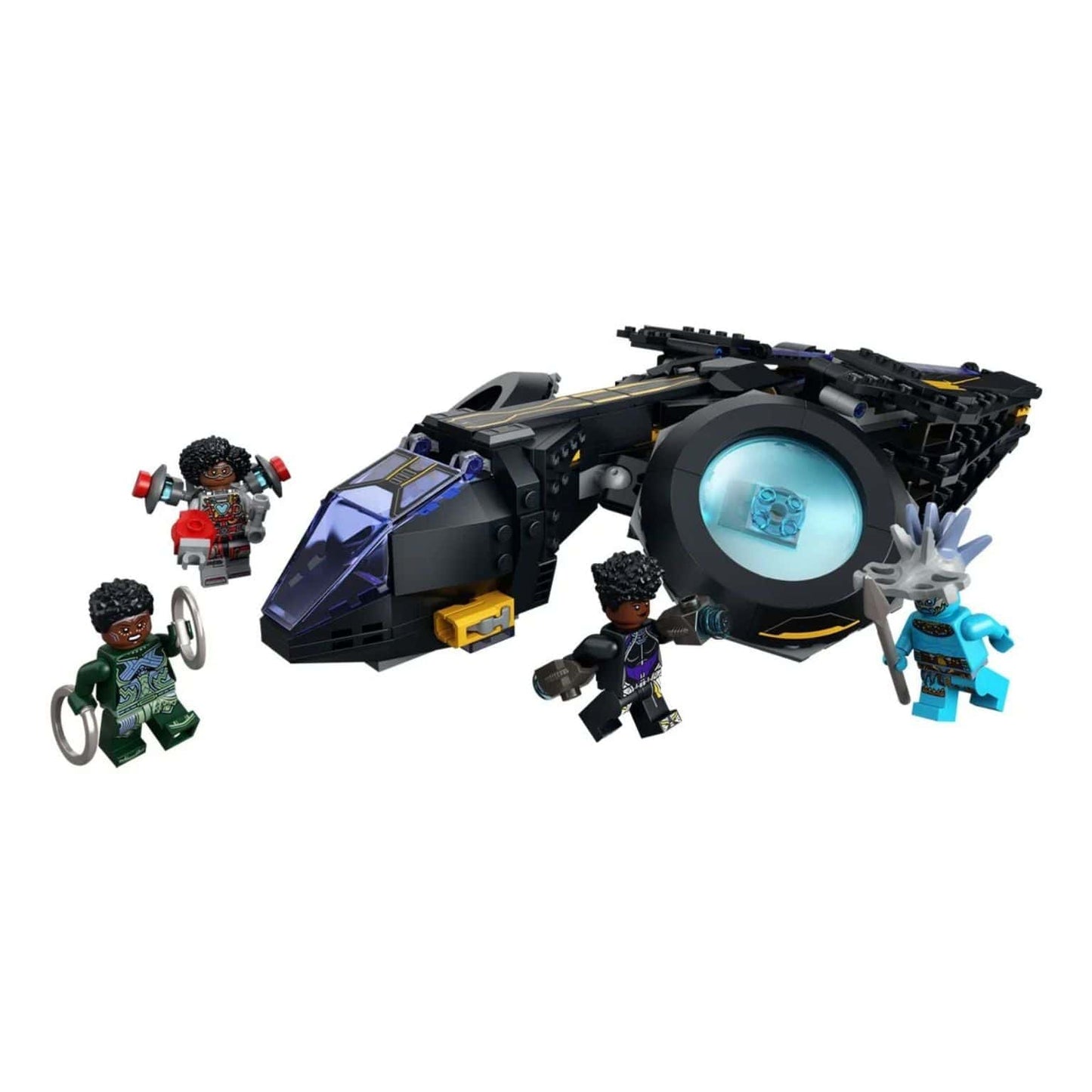Lego Marvel Pássaro do Sol de Shuri com nave de Wakanda e minifiguras