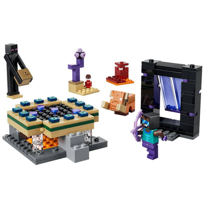 Lego Minecraft Nether Journey and End Portal with portal, Minecraft characters and adventure scenery