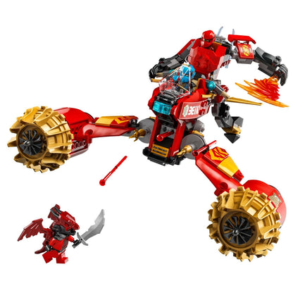 Lego Ninjago Kai's Storm Motorcycle Mech red vehicle with ninja robot and flame effects