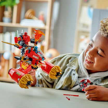 Lego Ninjago Kai's Storm Motorcycle Mech red vehicle with ninja robot and flame effects