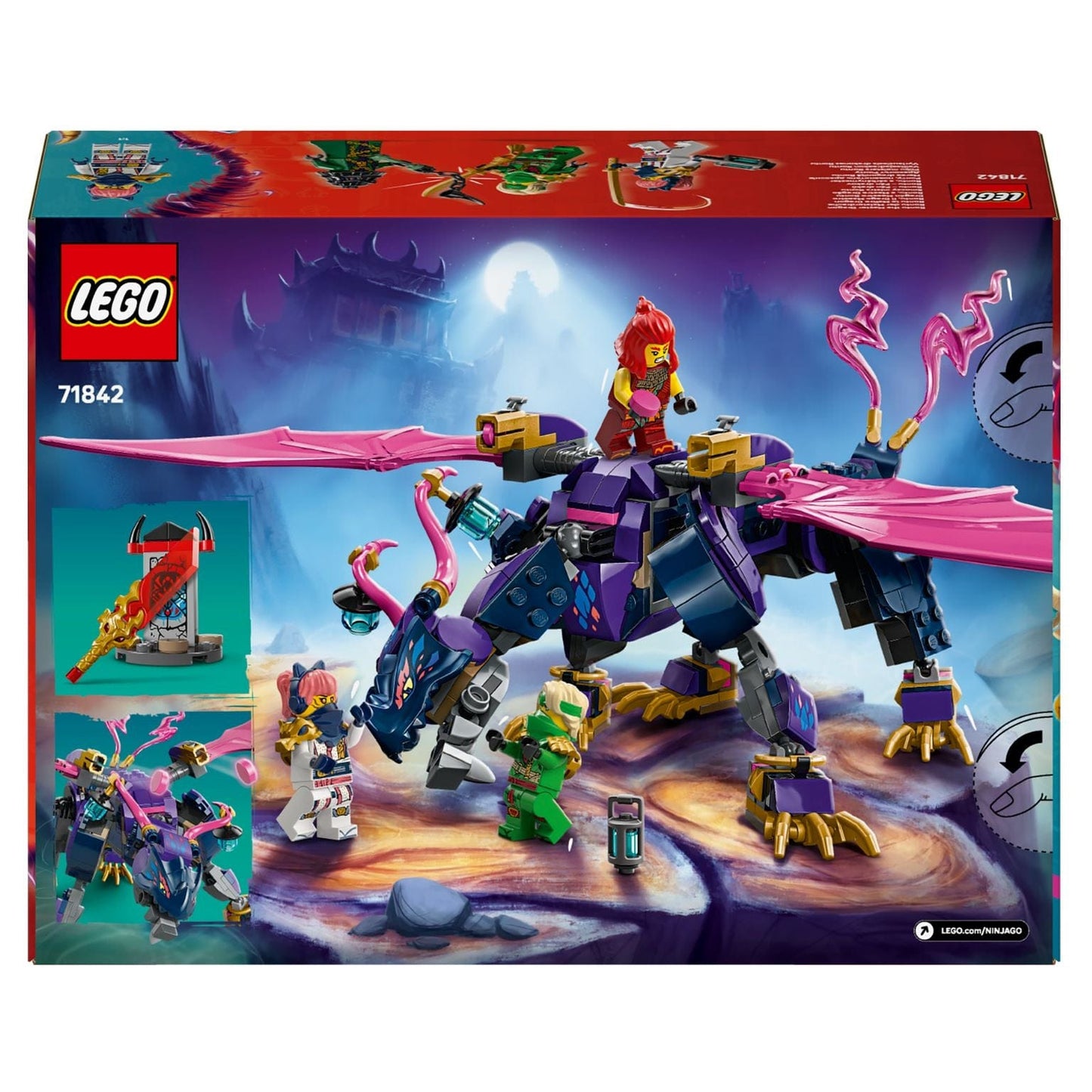 LEGO NINJAGO Rontu, a Mestre Dragão (71842) – dragão articulado com asas e minifiguras, set de 381 peças
