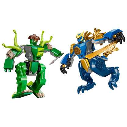 Lego Ninjago Jay's Dragon Robot Battle with battle robots and minifigures in action duel