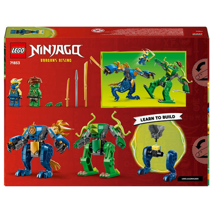 Lego Ninjago Jay's Dragon Robot Battle with battle robots and minifigures in action duel