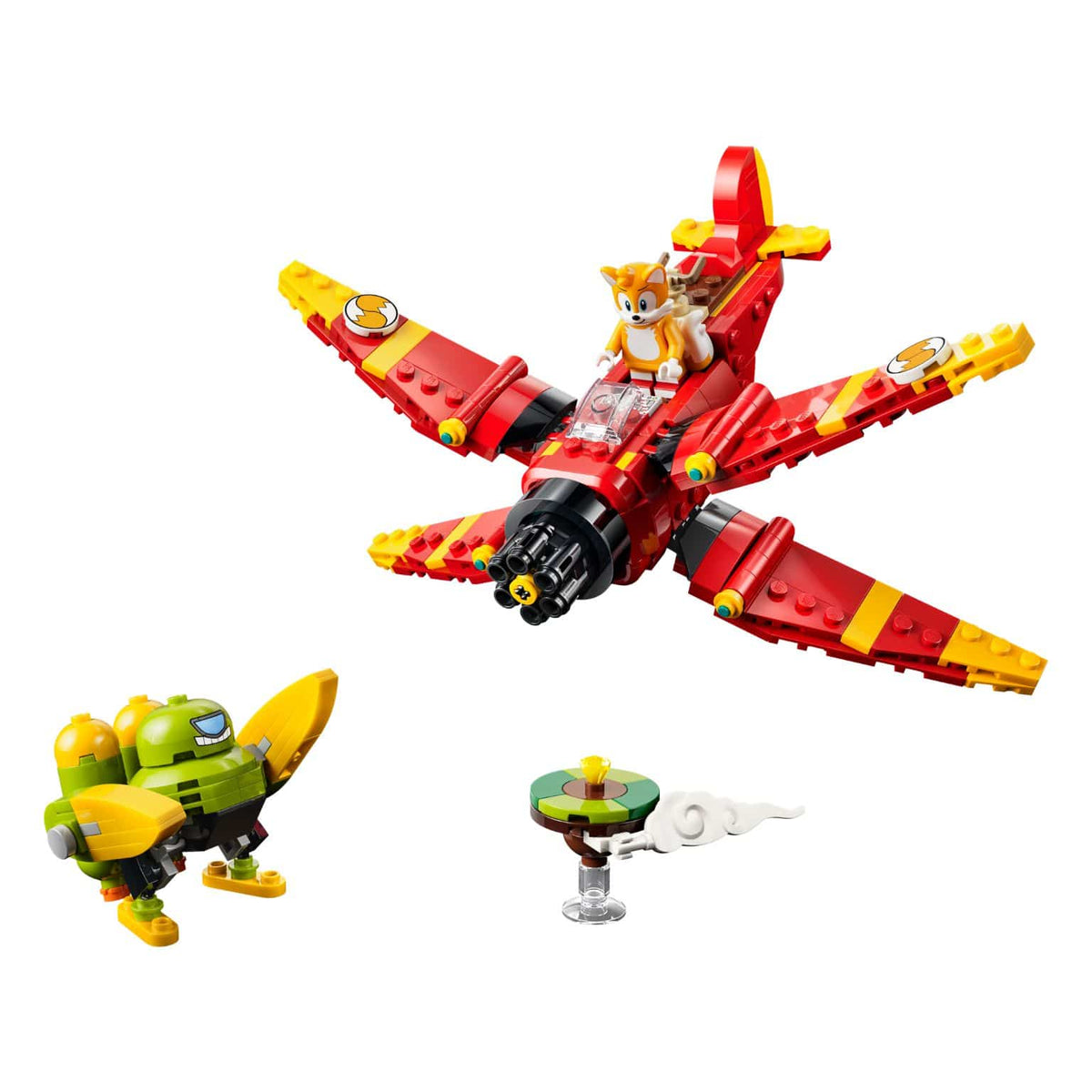 Tornado-1 do Tails LEGO Sonic com avião vermelho e amarelo
