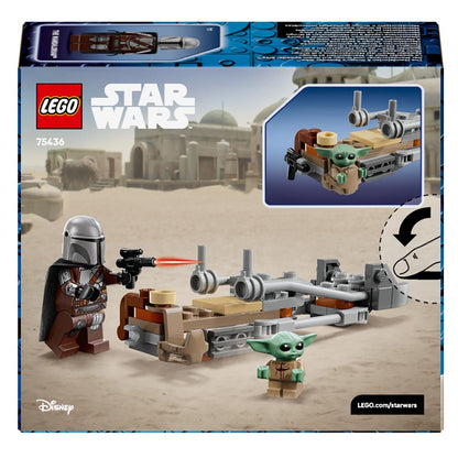 Lego Star Wars The Mandalorian's Speeder Bike and Grogu with the Mandalorian and Grogu on an adventure mission