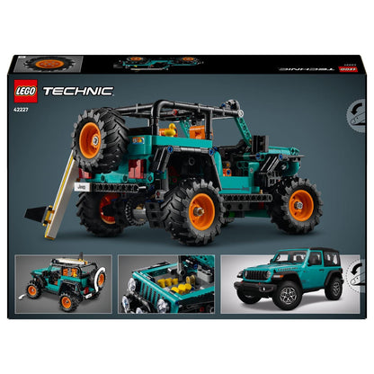 Lego Technic Jeep Wrangler Rubicon SUV turquoise off-road vehicle with orange rims and adventurous look