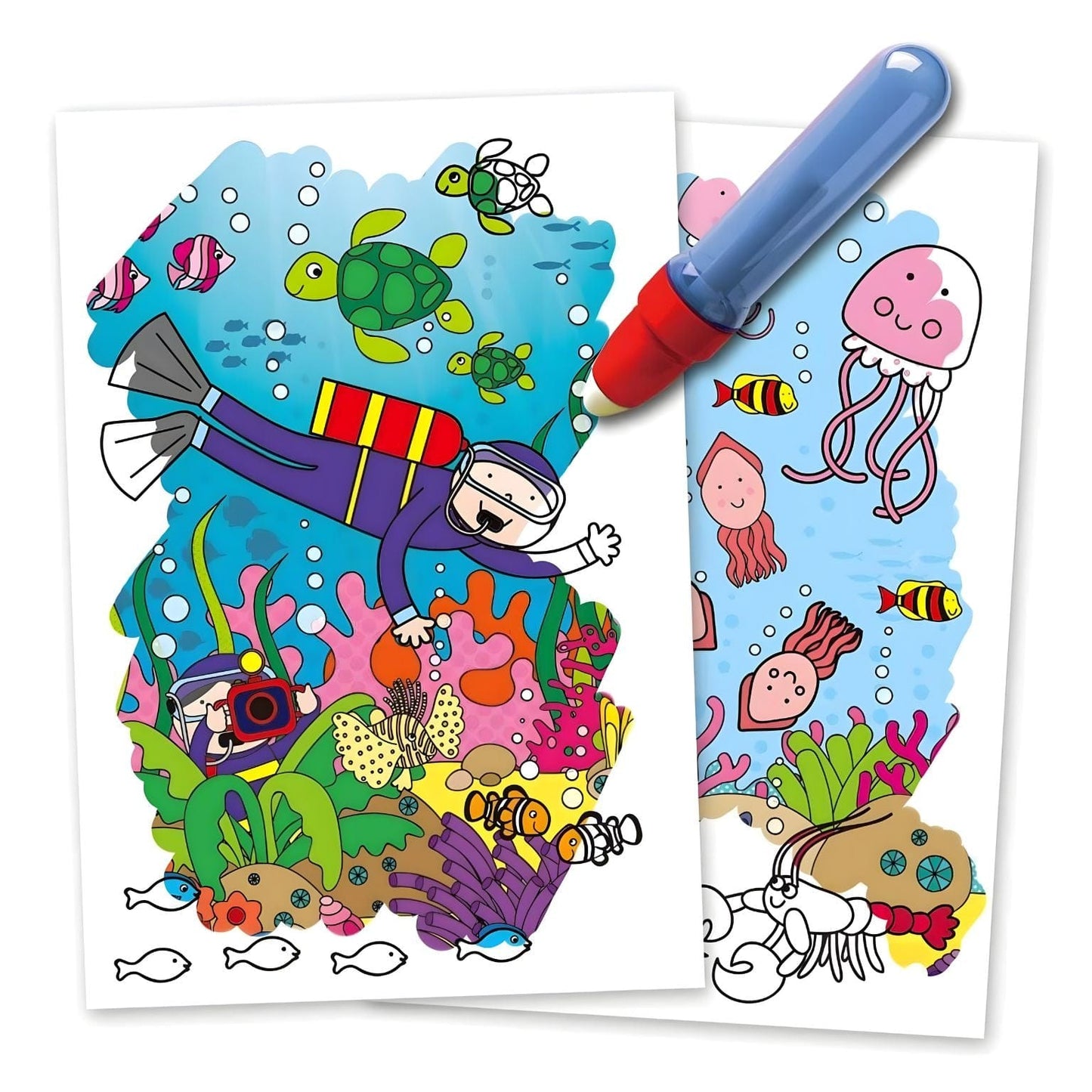 Livro de colorir Water Magic No oceano Galt com caneta de água e ilustrações do fundo do mar