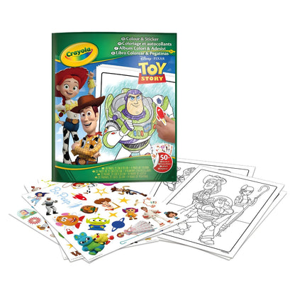Toy Story activity book from Crayola with coloring pages and stickers of Woody, Buzz Lightyear and Jessie