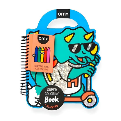 Dino OMY coloring and sticker book with dinosaurs