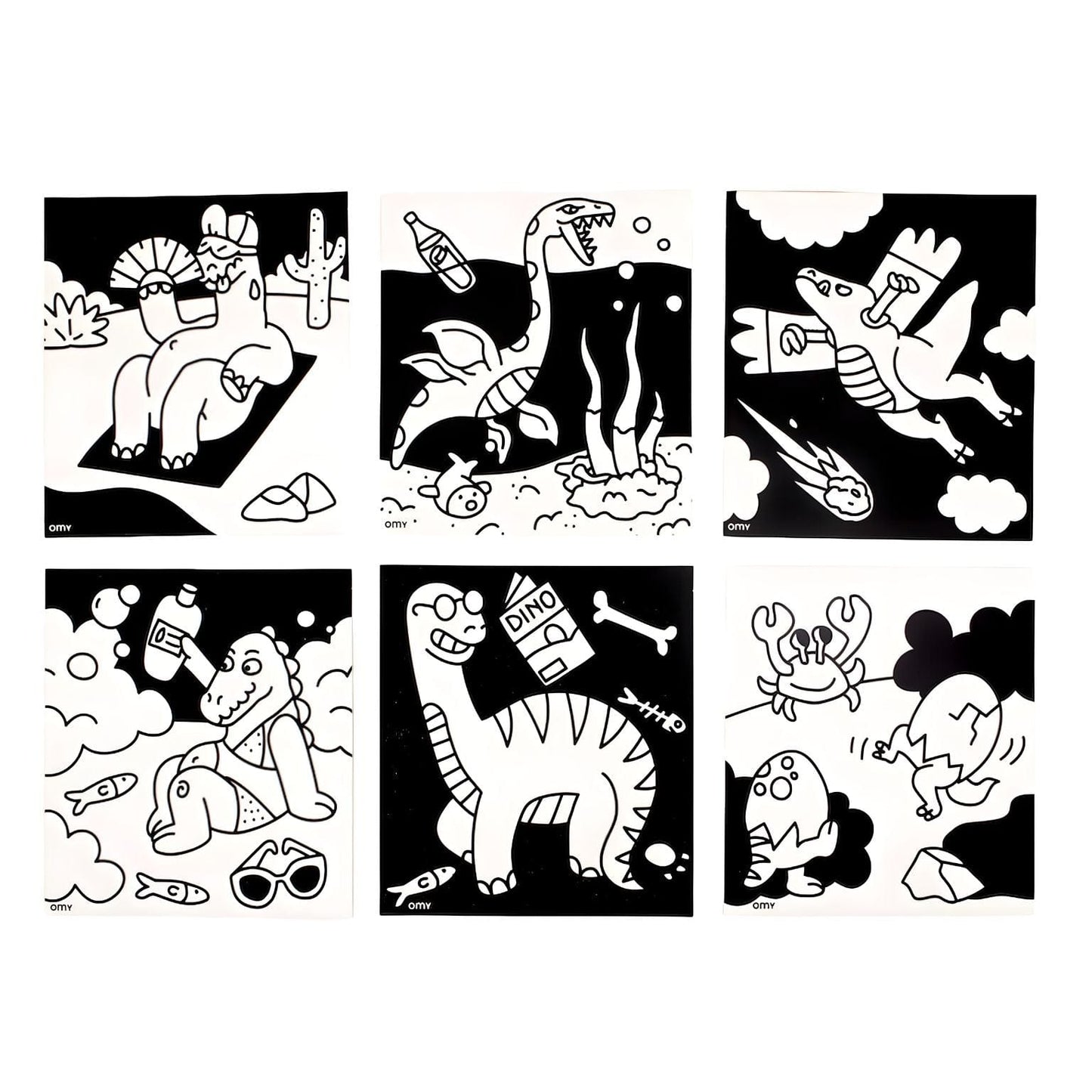 Livro de colorir em veludo Dino da Omy com ilustrações de dinossauros para colorir