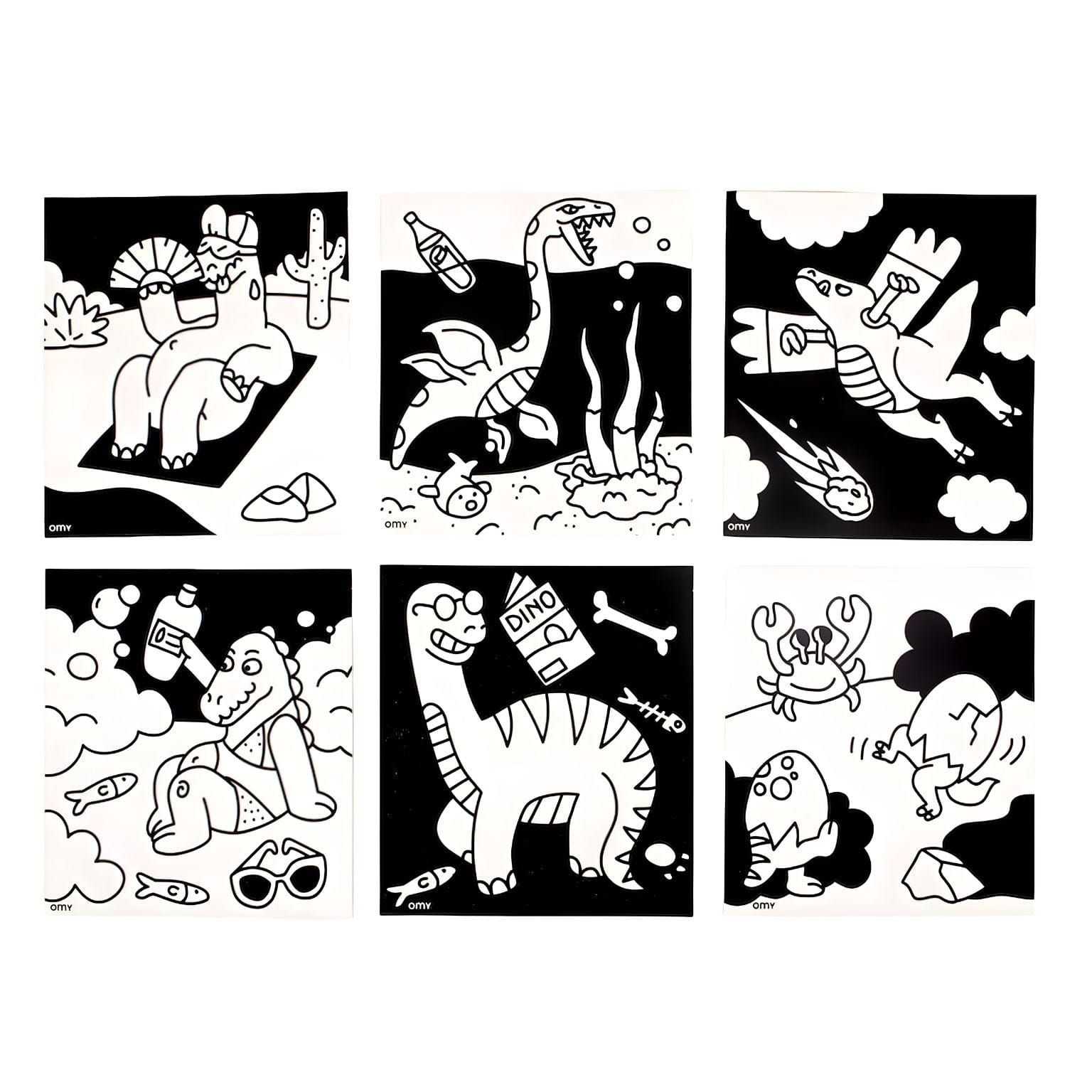 Livro de colorir em veludo Dino da Omy com ilustrações de dinossauros para colorir