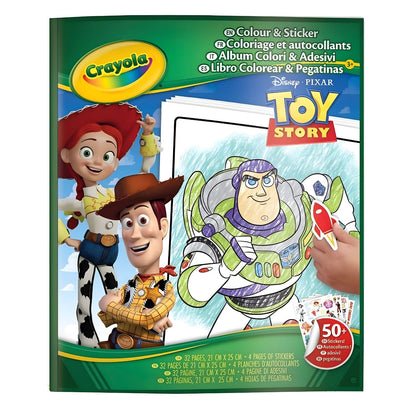 Toy Story activity book from Crayola with coloring pages and stickers of Woody, Buzz Lightyear and Jessie
