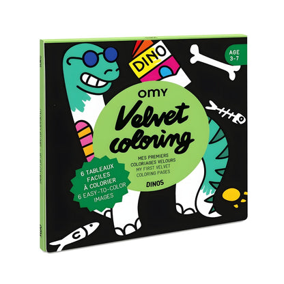 Omy Dino velvet coloring book with dinosaur illustrations to color