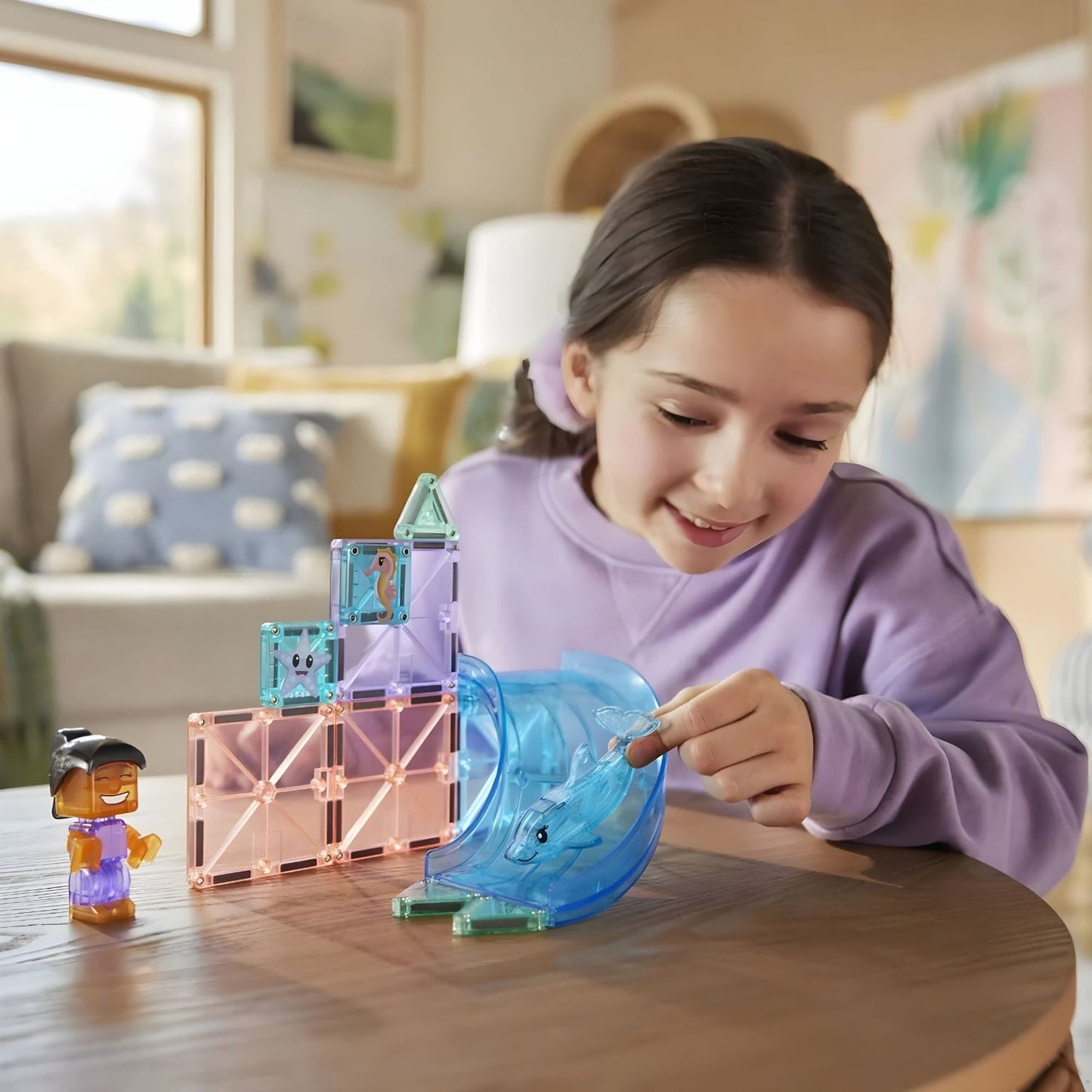 Conjunto Magna-Tiles Baía do Golfinho para aventuras e construção criativa