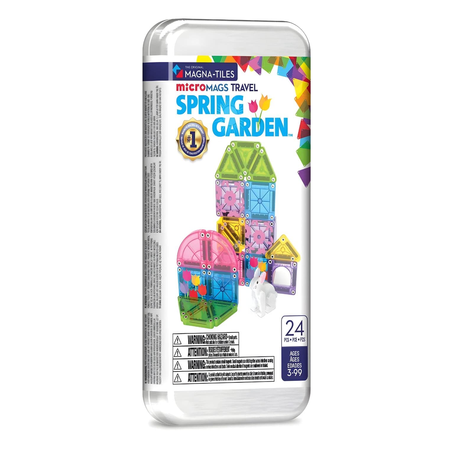 Magna-Tiles microMAGS Travel Spring Garden com peças coloridas de construção magnética