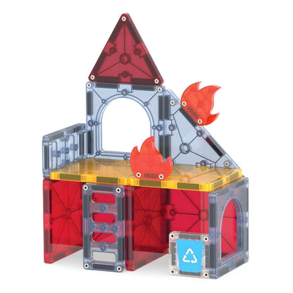 Magna-Tiles Fire Rescue magnetic firefighter set with tower and vehicle