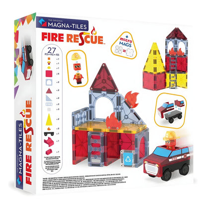 Magna-Tiles Fire Rescue magnetic firefighter set with tower and vehicle