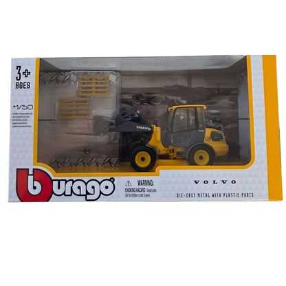 Volvo L 25 yellow construction machine with pallet truck by Burago