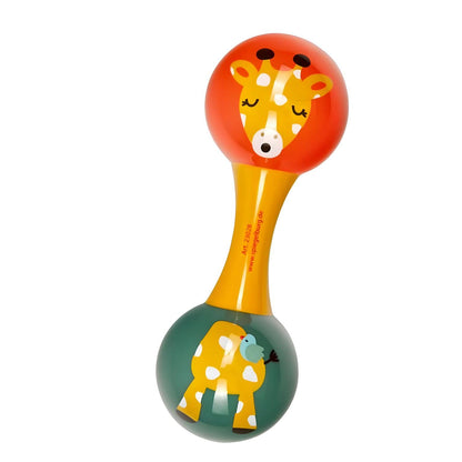 Baby playing with colorful Giraffe Sofia Maracas from Spiegelburg