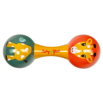 Baby playing with colorful Giraffe Sofia Maracas from Spiegelburg