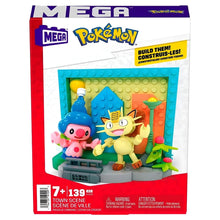 Mega Pokemon Paisagem Urbana com cenário de cidade e personagens Pokémon em diorama